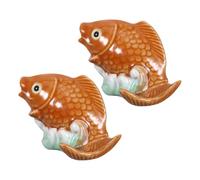 SMASOLO 2 Pièces Toilet Nut Caps Ceramic Carp Design Decorative Bathroom Decor Covers Artistic Screw Bolt Replacement Parts