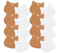 SMASOLO 200 Étiquettes Vierges en Papier Kraft et Blanc de Tête de Chat 6x6 Cm avec Trou Pré-perforé pour Emballage Présent, Loisirs Créatifs, Décorations de Fête et Noël