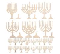 SMASOLO 24 Pièces Pcs Bois Non Fini Bougeoir Hanukkah DIY Pièces à Découper pour Décoration Fête et Maison Kit Créatif Bois Robuste pour Ambiance Chaleureuse et Cadeau