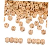 SMASOLO 260 Pièces Perles Hêtre Alphabet Carrées Naturelles Lettres pour Bijoux DIY Garçon Fille et Décorations