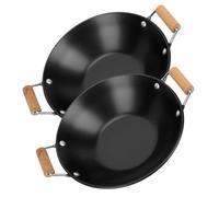 SMASOLO 2pièces Marmite à Emporter Avec Manche Bois Et Couvercle Métal Petite Marmite Sèche Pour Cuisinière Compatible Gaz Et Électrique
