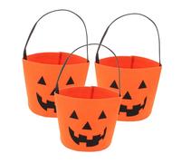 SMASOLO 3 Pièces à Bonbons Halloween Feutre Lot Seau Citrouille Réutilisable pour Garçon Fille à Main pour Friandises et Décoration Festive
