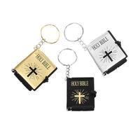 SMASOLO 3 pièces Mini Bible Porte-clés Doré Noir Argenté Porte-clés Religieux Créatif pour Souvenirs Église et Décoration Bulk