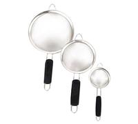 SMASOLO 3 pièces Passoire Tamis Inox Maille Fine Filtre Mailles Fines Acier Inoxydable Tamis à Farine et Huile avec Manche Long Set Cuisine Polyvalent pour Filtrage et