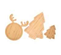 SMASOLO 3 Pièces Plateau de Service Motif Sapin et Cerf de Noël Assiettes Snack Apéritif pour Familiales et Réunions Plateau Goûter Réutilisable pour Desserts et Fruits