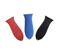 SMASOLO 3 pièces Protège Poignée Silicone Antidérapant pour Poêle et Casserole Manchette Protection Haute Résistance Lot de Noir Rouge Bleu pour Cuisine Restaurant et Usage Domestique