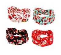 SMASOLO 4 Pièces Bandeaux Noués de Sport Noël Confortables et Élastiques Tête Fitness Motif Père Noël Renne et Cloche Bandeaux Décoratifs pour Yoga Running et Entraînement