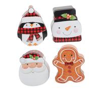 SMASOLO 4 Pièces Boîtes Décoratives de Noël Petites Boîtes Vintage pour Biscuits et Rangement avec Motifs Festifs Personnages Anciens Bonhomme de Dépice