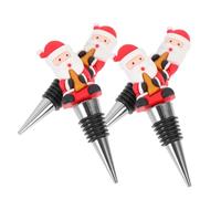 SMASOLO 4 Pièces Bouchons Réutilisables pour Bouteille de Vin Scellage Hermétique Antifuée Design Noël Décoratif Adaptés Vin Huile et Vinaigre