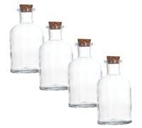 SMASOLO 4 pièces Lot de Bouteilles Verre Transparent avec Bouchon Liège Flacons Déchantillons pour Allumettes et Messages Contenant Multi Usages Décoratif et Pratique Petit Goulot
