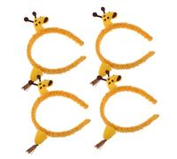 SMASOLO 4 Pièces Lovely Giraffe Headband Set Soft Plush Cartoon Animal Spa Headwear For Face Washing Party Cosplay Festival Decoration Comfortable Hairband For Women
