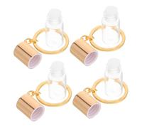 SMASOLO 4 Pièces Mini Small Glass Bottle Keychain With Screw Caps Refillable Transparent Perfume Container Pendant For Essential Oils Travel And Decorative Use