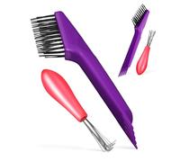 SMASOLO 4 Pièces Outils de Nettoyage pour Brosse à Cheveux Ergonomiques avec Manche Long et Grattoir Métallique Accessoires Pratiques pour Salon Maison et Voyage Enlève Cheveux et Débris