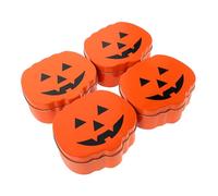 SMASOLO 4 Pièces Pumpkin Fon Box boîte de bonbons d'halloween cotillons d'halloween porte-bonbons boîte à biscuits avec couvercles blanc Orange