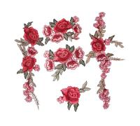SMASOLO 5 Pièces Patch de broderie soluble dans l'eau floral patch rose de dessins correctifs de broderie à coudre rouge