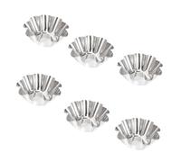 SMASOLO 6 Pièces Moules à Tartelettes Acier Inoxydable Forme Fleur de Chrysanthème Moules à Quiche Réutilisables Antiadésifs pour Pâtisserie Maison Coupelles Métalliques pour Cupcakes et