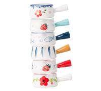 SMASOLO 6 pièces Pichet Lait Céramique avec Poignée pour Café et Sauces Design Multifonctionnel pour Sirop Vinaigre et Assaisonnement Service Déjeuner Polyvalent