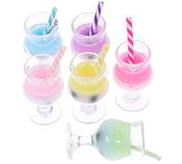 SMASOLO 6pièces Miniatures De Bubble Tea Modèle Réaliste Pour Décorations De Maison De Poupée Accessoires De Jouets Miniatures Bleu Rose Jaune Vert