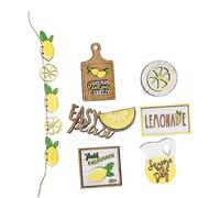 SMASOLO 7 pièces Set de Décorations Citron pour Plateau à Plusieurs Niveaux Bois Décor Rustique pour Fête et Maison Ornement Pratique et Visuel
