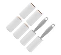 SMASOLO 8 Pièces Rouleau Anti-Peluches Gris Réutilisable avec 1 Manche 6 Rouleaux Adhésifs pour Vêtements, Canapé et Voiture, Brosse Portable pour Poils D’Animaux et Peluches