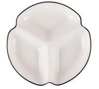 SMASOLO Assiette Compartimentée en Céramique 7 Pouces 3 Compartiments, Plaque Sectionnée Noire, Assiette Plate Anti-dérapante pour Repas Individuels, Vaisselle Maison pour Déjeuner