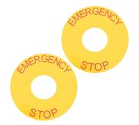 SMASOLO Autocollants d'Arrêt d'Urgence pour Machines 63×23 MM 2 Pièces Autocollant PVC Rouge Texte Anglais Étiquette de Panneau d'Arrêt de Sécurité Industrielle