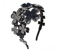 SMASOLO Bandeau Cheveux Femme Large Anti-Dérapant en Cristal Strass Décoratifs Couleur Gris Orchidée Serrage-Tête Rétro à Fleurs Accessoire Mode pour Soirées et Usage Quotidien