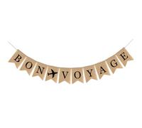 SMASOLO Bannière en Toile de Jute Voyage Bunting Rustique Bords Renforcés, Banderole Suspendue pour Décoration de Fête Nautique et Croisière, Fond Photomaton pour Adieu et Départ