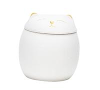 SMASOLO Bocal à Thé Céramique Forme Chat Pot de Stockage Hermétique Décoratif Récipient de Cuisine Résistant Poussière Design Maneki Neko Blanc Jarre Pratique et Compacte