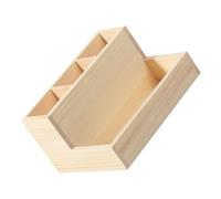 SMASOLO Boîte de Rangement Bois Massif pour Cosmétiques et Bijoux Organisateur de Bureau Multi-compartiments Compact Rangement Pratique pour Maquillage Bijoux et Papeterie Surface Polie