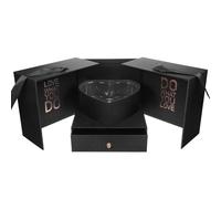 SMASOLO Boîte d'Emballage de Cœur pour Fleurs Saint-Valentin Carton Rigide et Tissu Noire Coffret Présent pour Bouquets Contenant Solide pour Rangement Floral Étui Décoratif Élégant