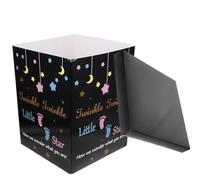 SMASOLO Boîte en Papier Noire 30X30X40 CM pour Révélation de Genre Coffret de Ballons pour Shower et Fête d'Anniversaire Boîte Pliable pour Garçon ou Fille Décor Festive et Pratique