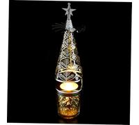 SMASOLO Bougeoir de Noël Rotatif Arbre de Noël Doré avec Flocon Porte-Bougie Tournant Élégant pour Décoration de Table Festive et Centre de Table de Fête
