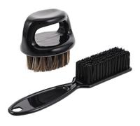 SMASOLO Brosse à Cou Professionnelle Noire en Poils Naturels pour Hommes Ensemble 2 Pièces Brosse Dépoussiérante et Kit Coiffure Barbe et Moustache Soin Cuir Chevelu et Élimination