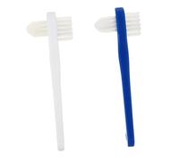 SMASOLO Brosse à Dents pour Prothèses Dentaires Double Face 2 Pièces - Brosse pour Dentier Poignée Longue Antidérapante Poils Fermes Aide à Maintenir la Finition D’Origine