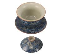 SMASOLO Céramique Bol à Thé Chinois Vintage avec Couvercle Bol Porcelaine Artistique pour Oolong et Noir pour Infusion Facile