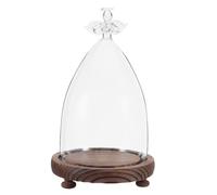 SMASOLO Cloche en Verre Transparente avec Base en Bois Vintage, Grosse Taille pour Fleurs Stabilisées, Protection Anti-poussière, Décoration Intérieure et Expositions Artistiques