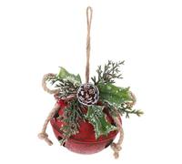 SMASOLO Cloche Noël Vintage Rouge Petit Modèle Décoration Suspendue DIY pour Sapin Ornement de Fête Original avec Motif Pomme de Pin et Baie Accessoire pour Ambiance Chaleureuse de Noël