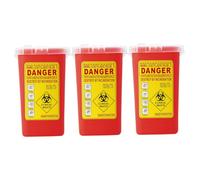 SMASOLO Conteneurs Pour Déchets D'objets Tranchants Et, Lot De 3 Bacs Miniatures Rouges Avec Couvercle à Charnière, Petit Récipient Robuste Pour Collecte Sécurisée, Usage Et Voyage