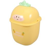 SMASOLO Corbeille à Papier de Bureau Couvercle Mini Poubelle de Table en Plastique Petite Poubelle de Comptoir Citron Jaune Compacte et Polyvalente Cuisine Salon Chambre