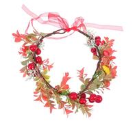 SMASOLO Couronne de Noël Artificielle Baies et Feuilles Vertes Serrage-Tête Réglable pour Fête et Mariage Accessoire Floral Décoratif Léger et Confortable 1 Pièce