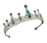 SMASOLO Couronne Garçon et Filles Strass Dorée Verte, Bandeau Couronne Incrusté de Strass, Accessoire Cheveux Fille pour Anniversaire, Fête Déguisement et Séance Photo, Léger