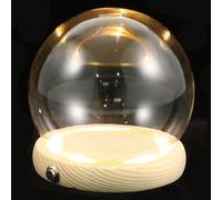 SMASOLO Couvercle en Verre Transparent 12 CM Base en Bois Naturel Éclairée à LED Cloche d'Exposition pour Fleurs Préservées et Micro-Paysages Décoration Intérieure Romantique pour