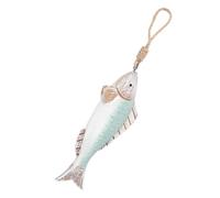 SMASOLO Décoration Murale Poisson en Bois Sculpté à la Main Style Méditerranéen Vintage à Suspendre Murale Légère en Bois Naturel Ornement Marin pour Salon et Chambre Décoration