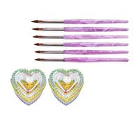 SMASOLO Ensemble 2 Coupes En Verre Cristal 6 Pinceaux à Ongles Décoratifs Vagues, Outil Nail Art Pour Femmes Et Filles, Peinture Sur Ongles, Accessoires Salon Manucure