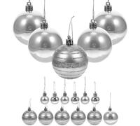 SMASOLO Ensemble de Boules de Noël Suspendues Argentées Pendentifs Décoratifs Incassables Boules Peintes pour Sapin de Noël Décoration Festive Suspendue pour Arbre Coffret Présent