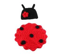 SMASOLO Ensemble de Photographie pour -Né 100 Jours Cape Coccinelle 7 Points Tricotée Crochet Bonnet Bébé Unisexe Accessoire Photo Séance -Né Costume Confortable et Délicat Studio