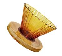 SMASOLO Entonnoir à Café en Verre Borosilicate Haute Résistance, Grand Cône Filtre à Infusion Manuelle Support en Bois, Accessoire Café Réutilisable pour Préparation la Maison, Bureau