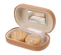 SMASOLO Étui Lentilles Contact Portable Cuir Rétro Grand Antidébordement Coffret de Rangement Double pour Lentilles de Contact Kit de Voyage Soins des Yeux Accessoire Pratique pour