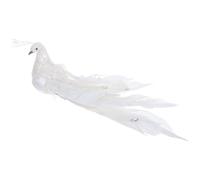 SMASOLO Figurine Paon Décorative en Mousse 20 CM Blanc Ornement Jardin et Intérieur Modèle Paon Simulé Léger et Compact Décoration Bureau Étagère et Vitrine